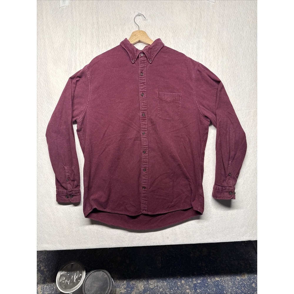 Lands End Chamois Shirt Men XXL Maroon Flannel Casual Outdoor Campcore Cabincore - Picture 1 of 16